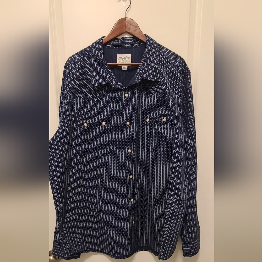 Tecovas Pearl Button Navy Striped Men's Shirt